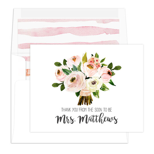 Pink Bouquet Folded Thank You Note Cards